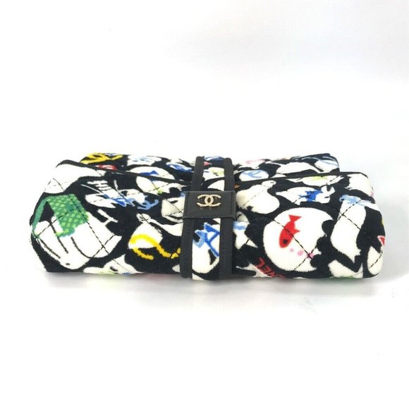 Auth CHANEL Animal pattern Diaper change sheet BABY baby mat Black/Multicolore - Picture 13 of 16